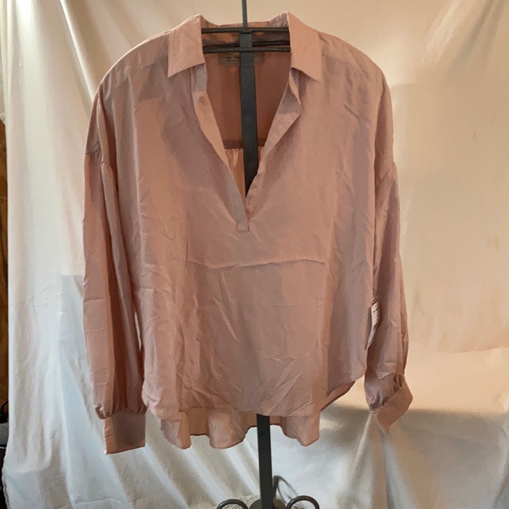 NWT Free People Pearl pink long sleeve blouse size L